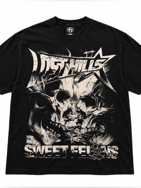 Lost Hills x Sweet Felons Colab Black Graphic Tee